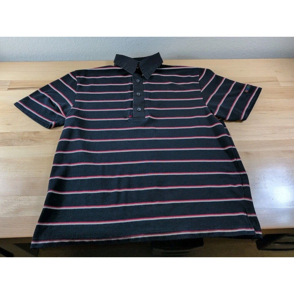 Burger King Employee Uniform Polo Crew Shirt Men's Small Black Striped